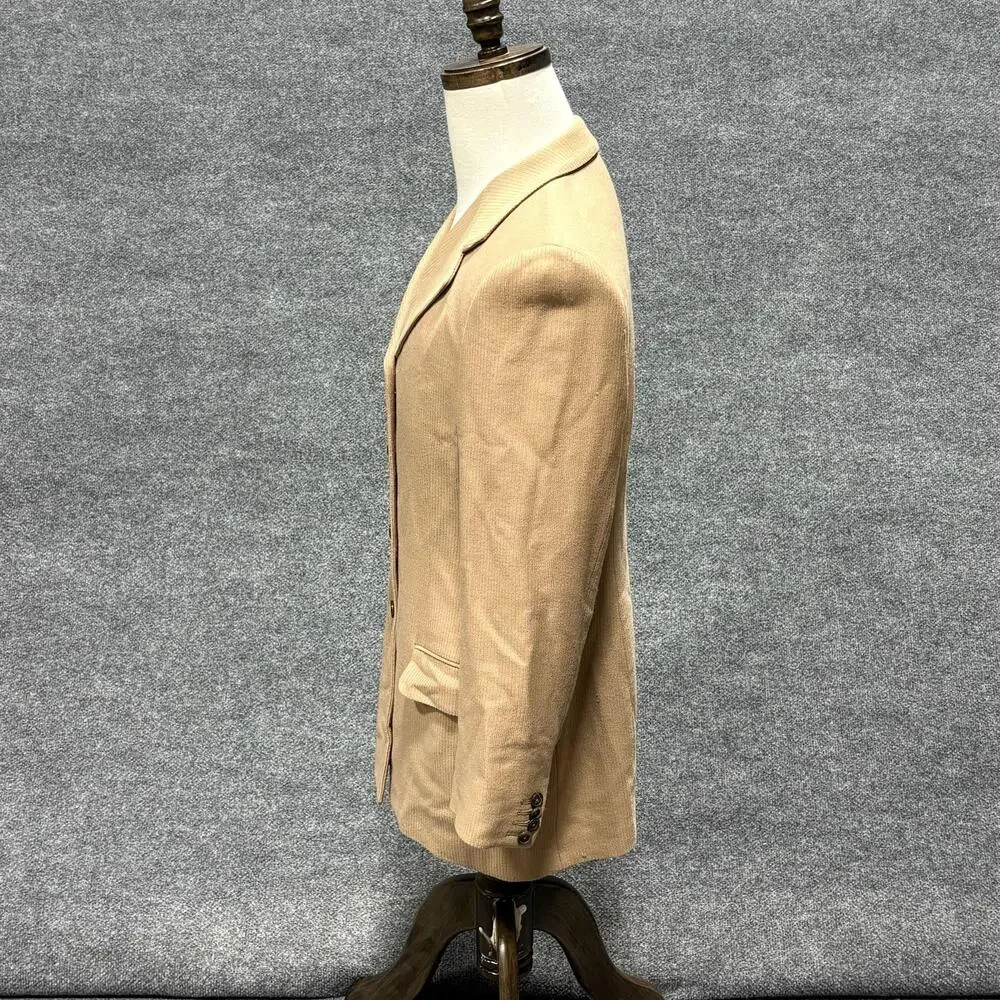 Isaia Blazer Mens IT 46 Beige Wool Elscheidt Stripe Made Italy Sport Coat Jacket